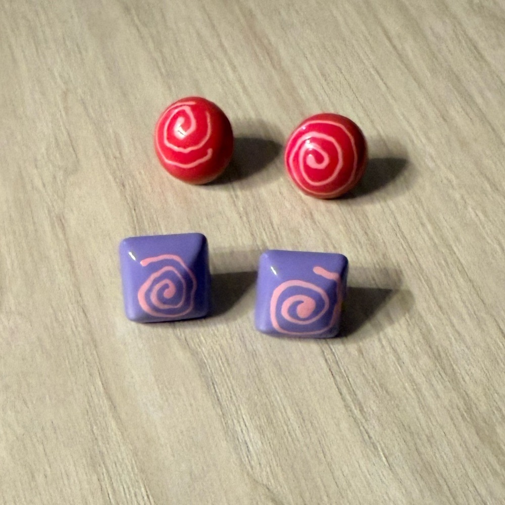 Vintage 80’s Colorful Swirl Earrings Set